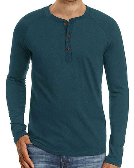 Men Casual Button Henley Long Sleeve