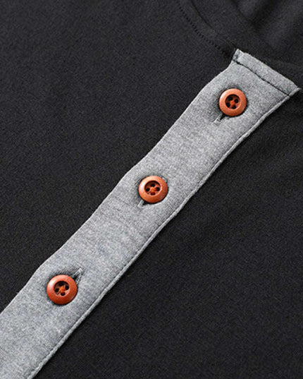 Men Casual Button Henley Long Sleeve