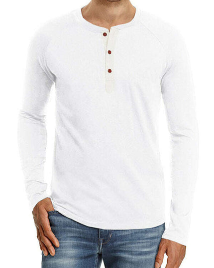 Men Casual Button Henley Long Sleeve