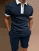 Color Contrast Men's Polo Shirt and Shorts Set for Versatile Casual Attire