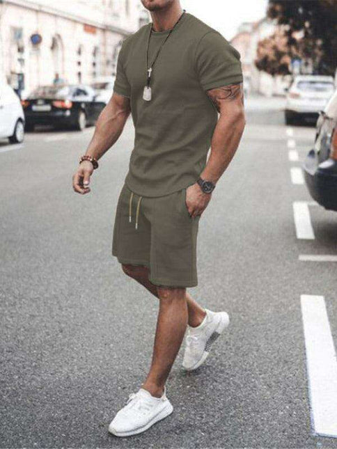 Casual Chic Men's Solid Color Two-Piece Short Set