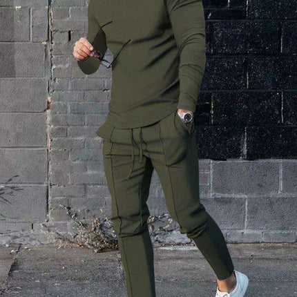 Men's Cozy Lounge Set: Long Sleeve Tee and Matching Pants for Ultimate Comfort