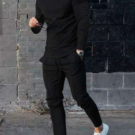 Men's Cozy Lounge Set: Long Sleeve Tee and Matching Pants for Ultimate Comfort