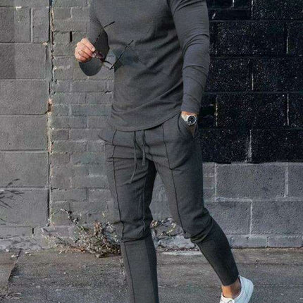 Men's Cozy Lounge Set: Long Sleeve Tee and Matching Pants for Ultimate Comfort