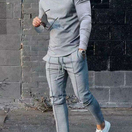 Men's Cozy Lounge Set: Long Sleeve Tee and Matching Pants for Ultimate Comfort