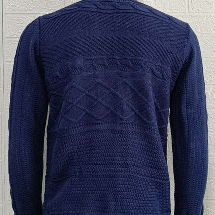 Men's Leather Button Long Sleeve Knitted Cardigan Jacket