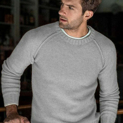 Men's round neck slim fit tops and sweaters