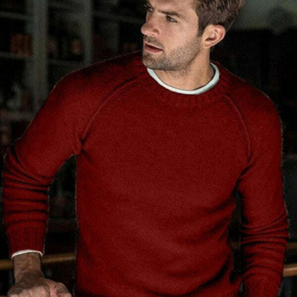 Men's round neck slim fit tops and sweaters