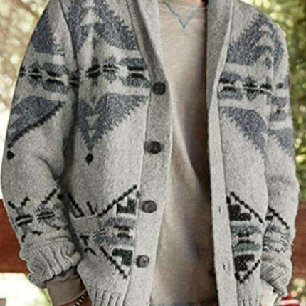 Men's Ethnic Pattern Knit Cardigan