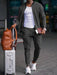 Men's new casual solid color baseball collar jacket suit
