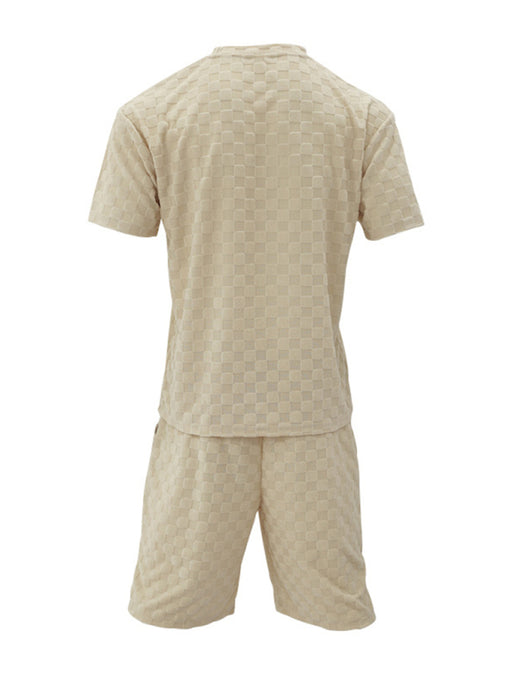 Men's Checkerboard Jacquard Leisure Suit Set for Spring-Summer