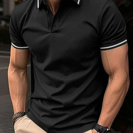 New Fashion Button Ribbed Collar Sports Polo Shirt Lapel Collar Polo Shirt