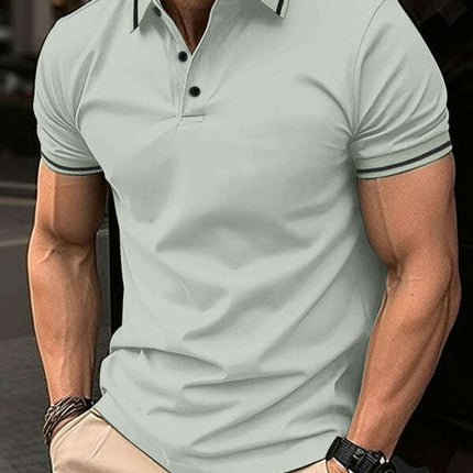 New Fashion Button Ribbed Collar Sports Polo Shirt Lapel Collar Polo Shirt