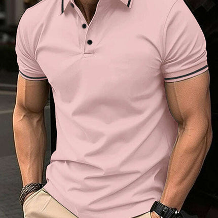 New Fashion Button Ribbed Collar Sports Polo Shirt Lapel Collar Polo Shirt