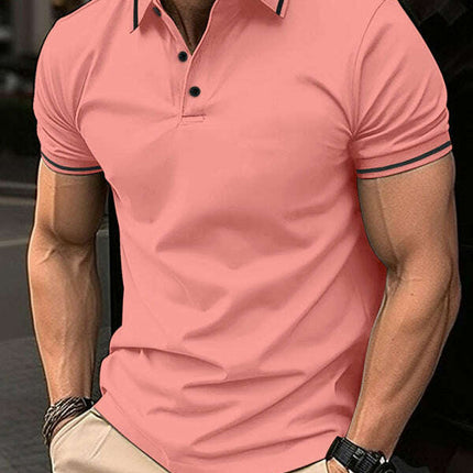 New Fashion Button Ribbed Collar Sports Polo Shirt Lapel Collar Polo Shirt