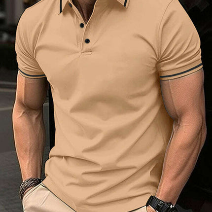 New Fashion Button Ribbed Collar Sports Polo Shirt Lapel Collar Polo Shirt