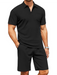 Men's lapel polo shirt short-sleeved T-shirt pocket decoration shorts two-piece set