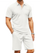 Men's lapel polo shirt short-sleeved T-shirt pocket decoration shorts two-piece set