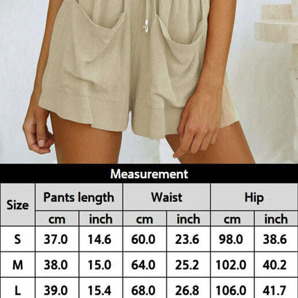 Ladies Cotton Linen High Waist Loose Wide Leg Shorts
