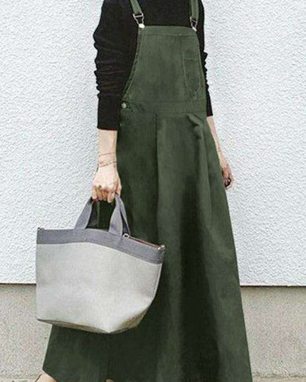 Chic Black Square Neck Suspender Skirt for Women