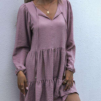 Retro Elegance Lantern Sleeve Midi Dress for Women - Vintage Charm Collection