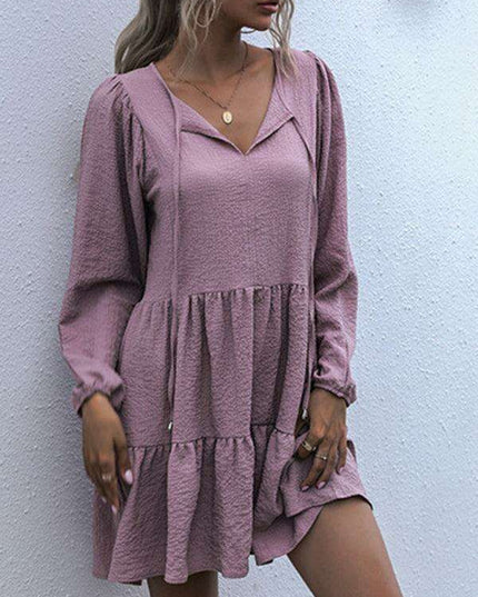 Retro Elegance Lantern Sleeve Midi Dress for Women - Vintage Charm Collection