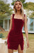 Sultry Square Neck Bodycon Dress with Flattering Hip Detail