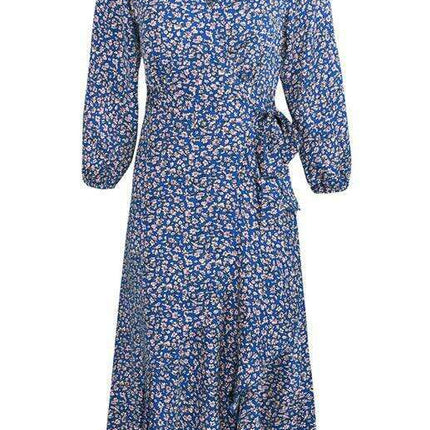 Bohemian Blossom Floral Lantern Sleeve Dress - Lightweight Rayon Blend Choice