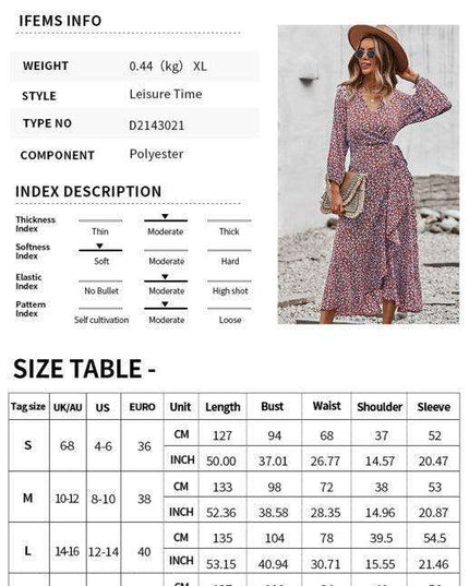 Bohemian Blossom Floral Lantern Sleeve Dress - Lightweight Rayon Blend Choice