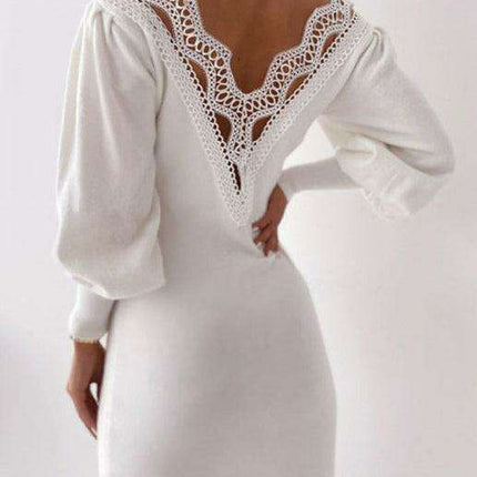 Allure Lace Backless V-Neck Sundress with Exquisite Cutouts