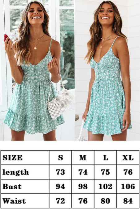 Bohemian Blossom Spaghetti Strap Mini Dress for Women