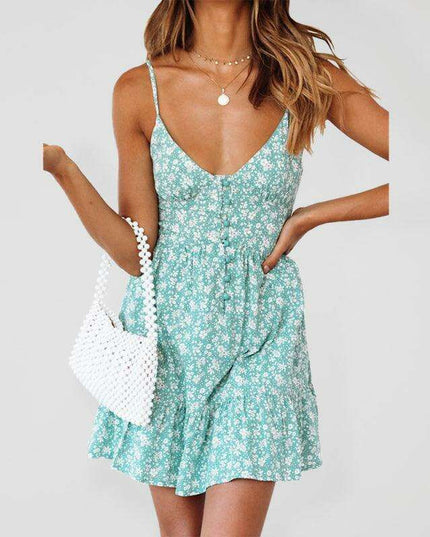 Boho Blossom Floral Mini Sundress - Sustainable Style for Women