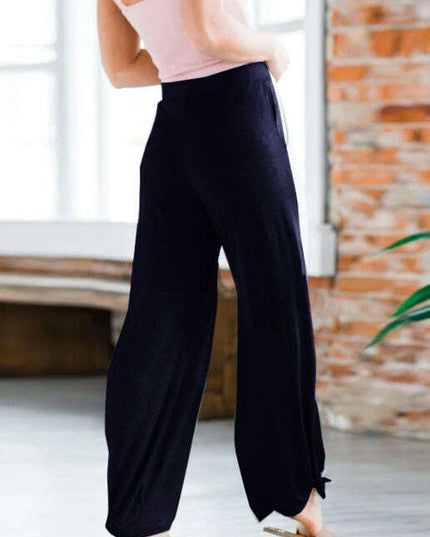 Women's Casual Casual Knit Trousers Tied Open Slits