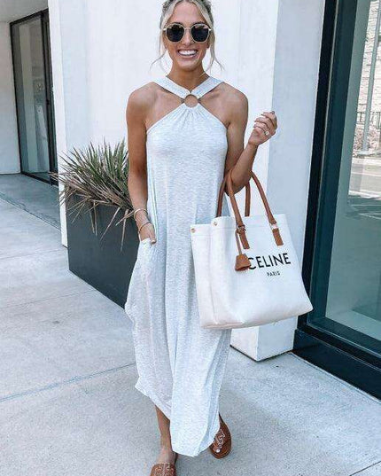 Bohemian Halter Maxi Gown - Stylish Summer Dress for Women