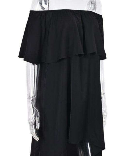 Sunkissed Bohemian One-Shoulder A-line Dress with Flounced Sleeves