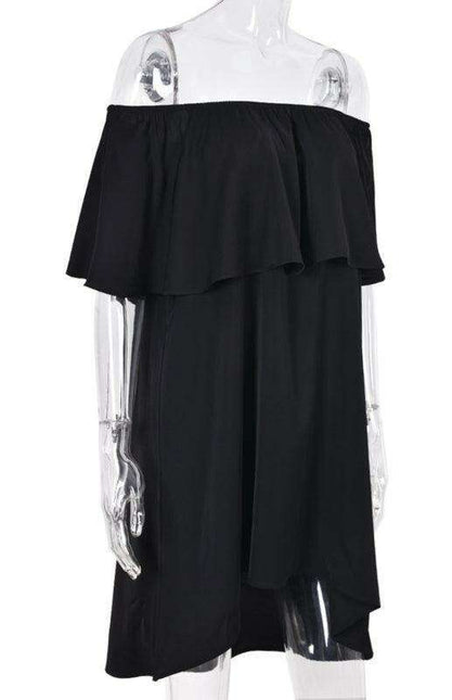 Sunkissed Bohemian One-Shoulder A-line Dress with Flounced Sleeves