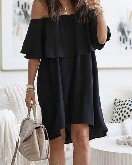 Sunkissed Bohemian One-Shoulder A-line Dress with Flounced Sleeves