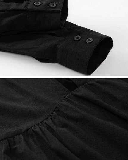 Elegant Deep V-Neck Bubble Sleeve Dress - A Stylish Addition for Every Occasion