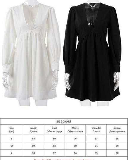 Elegant Deep V-Neck Bubble Sleeve Dress - A Stylish Addition for Every Occasion