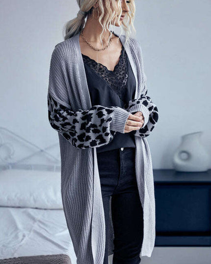 Women's Knit Leopard Cardigan Sweater Jacket