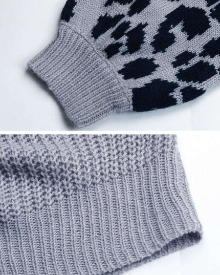 Women's Knit Leopard Cardigan Sweater Jacket