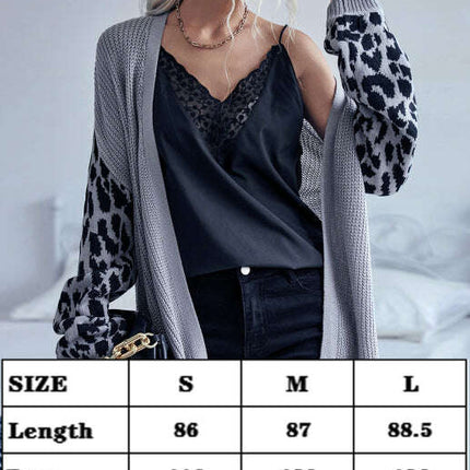 Women's Knit Leopard Cardigan Sweater Jacket