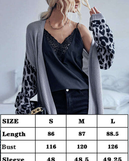 Women's Knit Leopard Cardigan Sweater Jacket