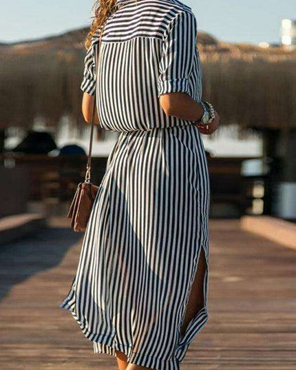 Chic Striped Chiffon Summer Dress - Trendy Women's Fashion