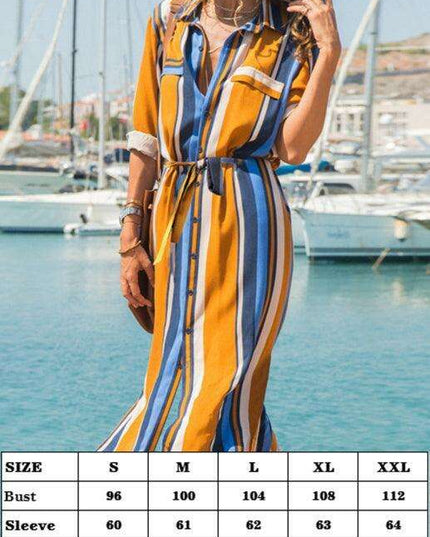 Chic Striped Chiffon Summer Dress - Trendy Women's Fashion