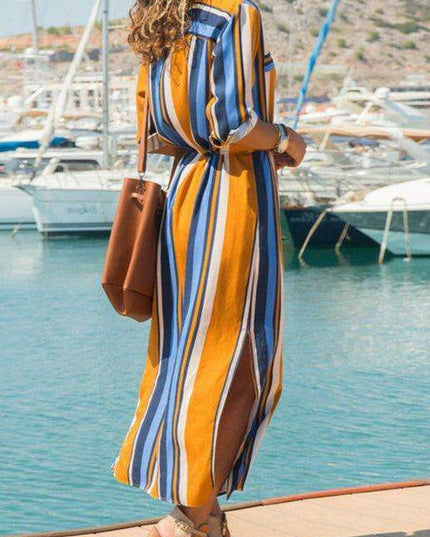 Chic Striped Chiffon Summer Dress - Trendy Women's Fashion