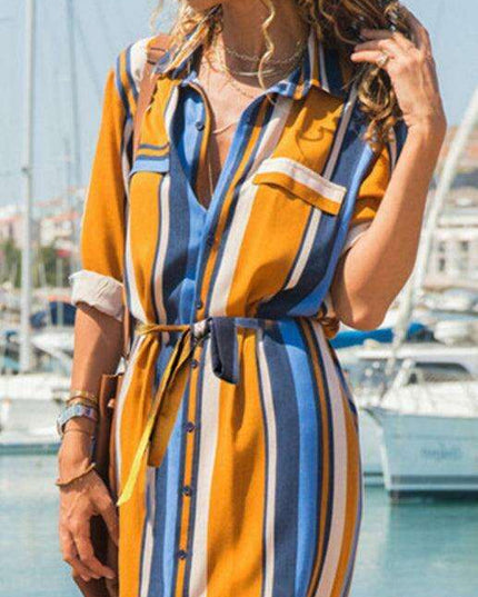 Chic Striped Chiffon Summer Dress - Trendy Women's Fashion