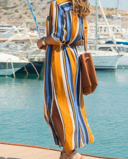 Chic Striped Chiffon Summer Dress - Trendy Women's Fashion