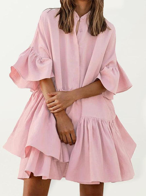 Elegant Ruffle-Sleeved Chiffon Dress - Women's Luxe Summer Fashion