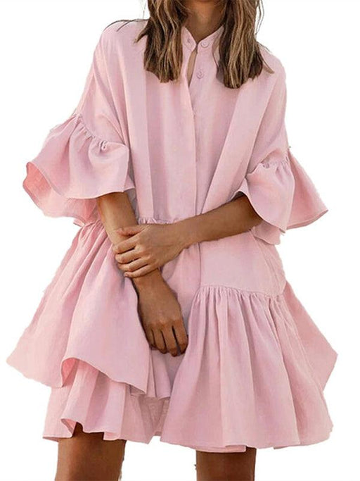 Elegant Ruffle-Sleeved Chiffon Dress - Women's Luxe Summer Fashion